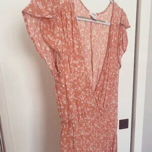 Peach, cream ruffle romper